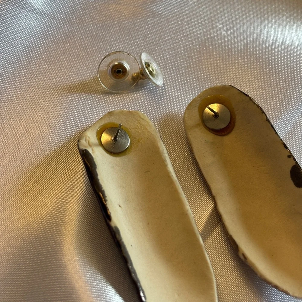 Rare Vintage Handmade Abstract Statement Organic-Shaped Drop Earrings